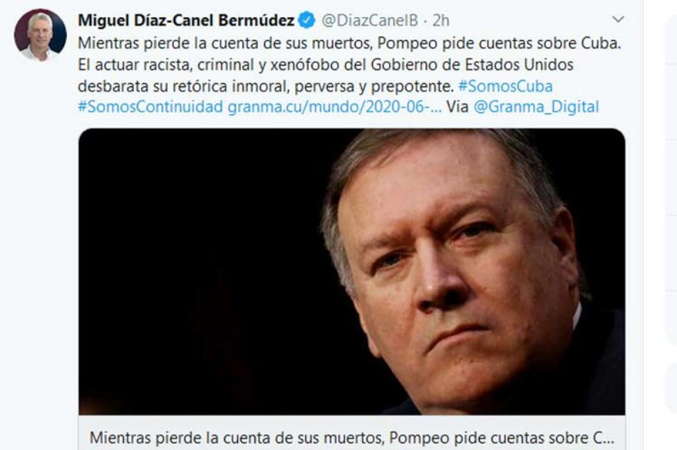 Presidente de Cuba denuncia retórica inmoral y prepotente de EE.UU.