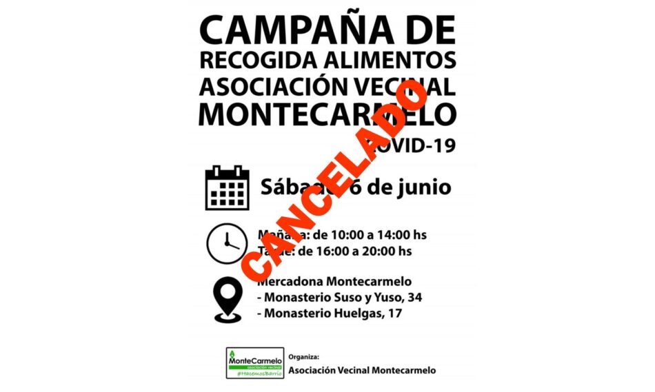 El concejal de Fuencarral-El Pardo en Madrid deniega una recogida de alimentos organizada por la Asociación Vecinal de Montecarmelo