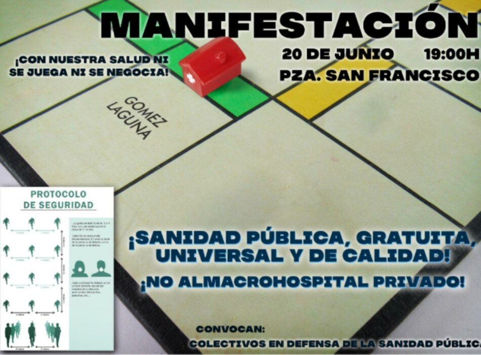Manifestación unitaria 20-J en Zaragoza: “No al macro-hospital privado. En defensa de una sanidad pública, gratuita, universal y de calidad”