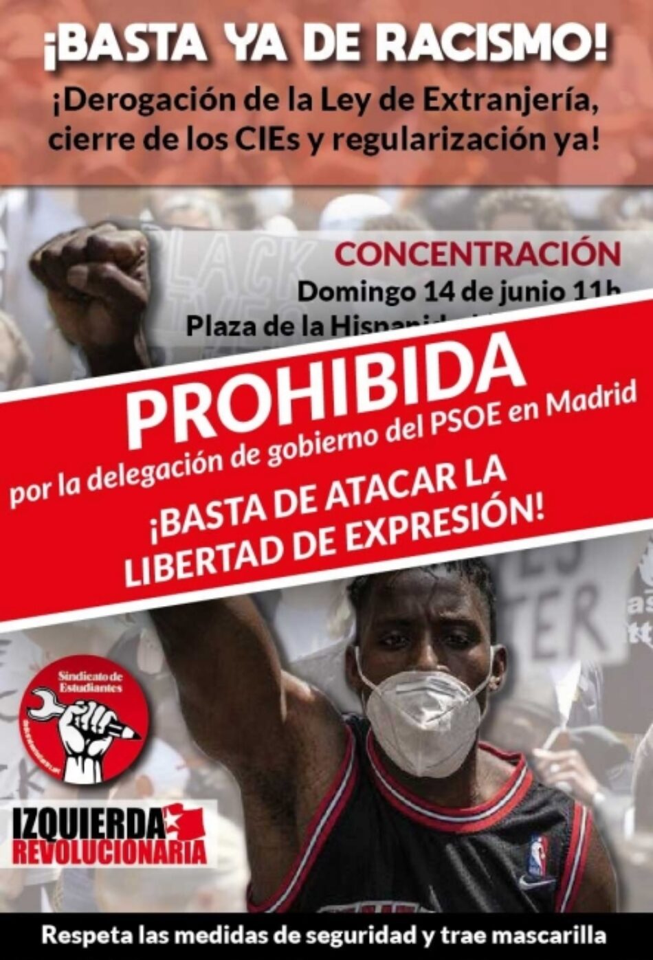 La Delegación del Gobierno del PSOE prohíbe una concentración antirracista y antifascista en Alcorcón