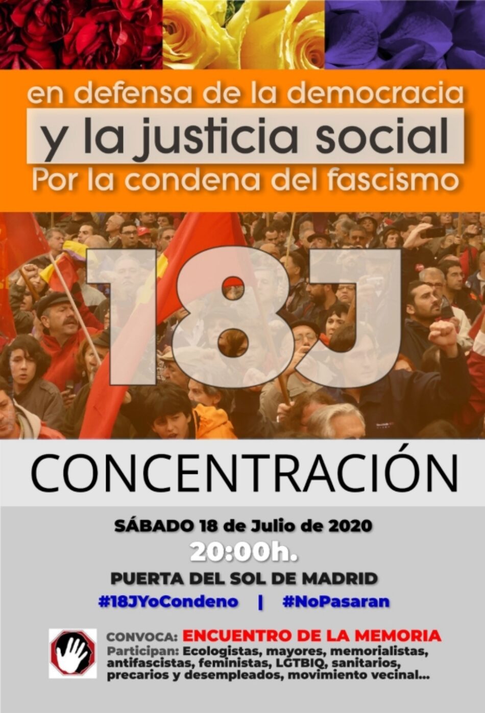 Concentración en defensa de la Democracia y por la condena del fascismo: 18 de julio