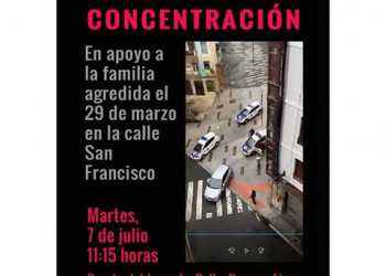 Concentración en apoyo a la familia agredida el 29 de marzo en la calle San Francisco (Bilbao)