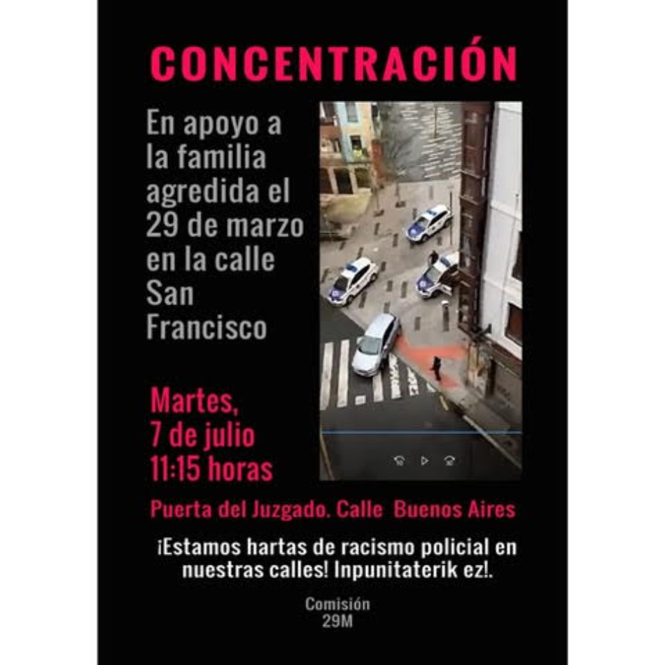 Concentración en apoyo a la familia agredida el 29 de marzo en la calle San Francisco (Bilbao)