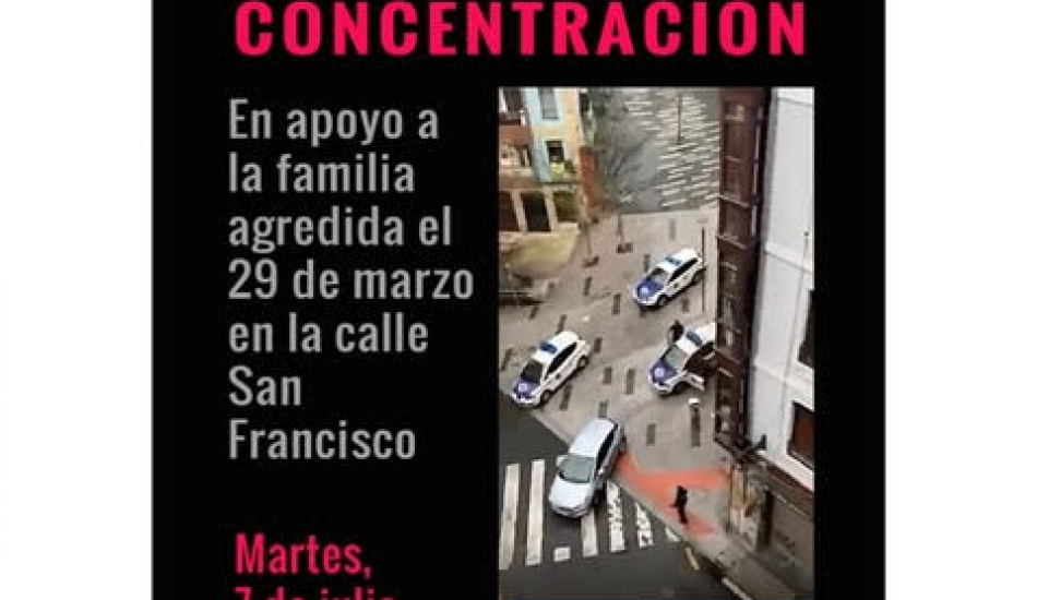 Concentración en apoyo a la familia agredida el 29 de marzo en la calle San Francisco (Bilbao)