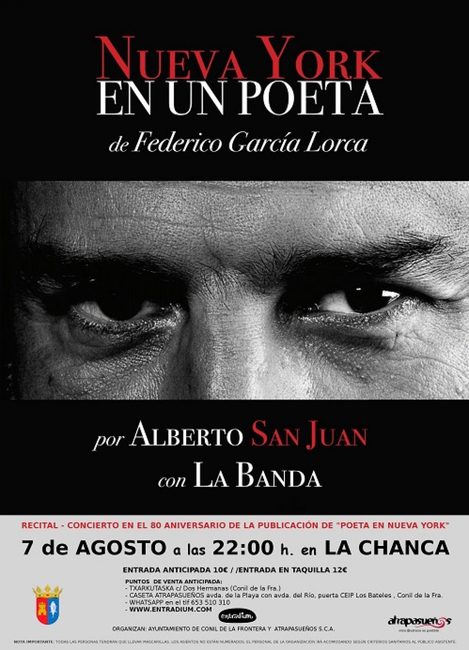 El actor Alberto San Juan ofrecerá su recital «Nueva York en un poeta» en Conil el próximo 7 de agosto
