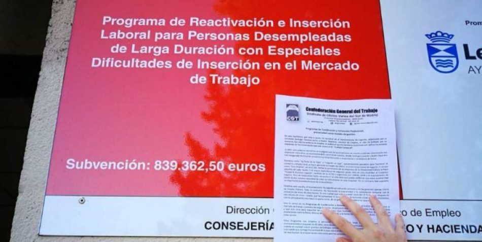 CGT celebra una sentencia del Tribunal Superior madrileño que reconoce el fraude en la contratación de los programas de inserción laboral de Leganés