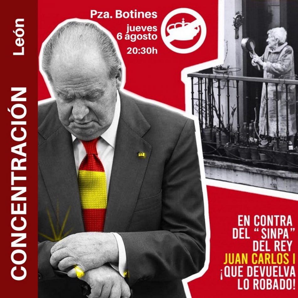 El PCE de León apoya la concentración del jueves 6 de junio frente al “sinpa del rey Juan Carlos”