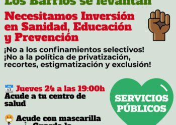 Jueves de protestas vecinales ante los centros de salud para pedir más inversión en sanidad y otros servicios públicos