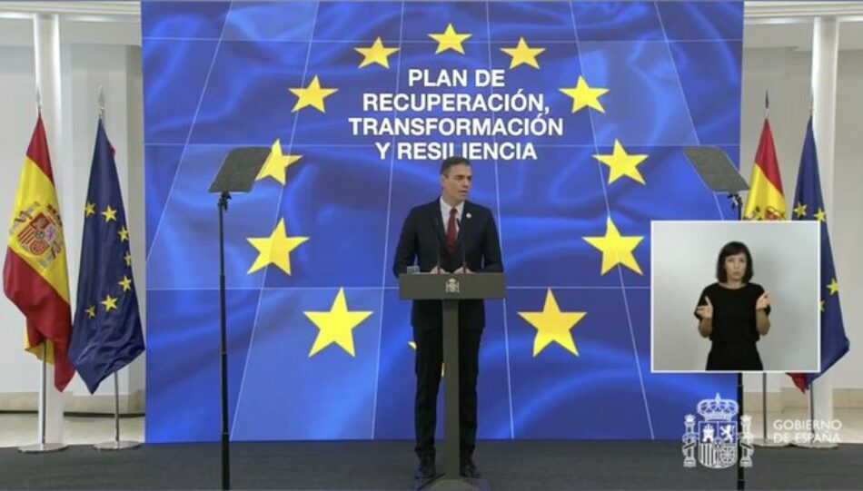 Sánchez presenta el Plan de Recuperación que guiará la ejecución de 72.000 millones de euros de fondos europeos hasta 2023