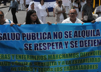 Protestas contra la privatización del sistema sanitario en Honduras