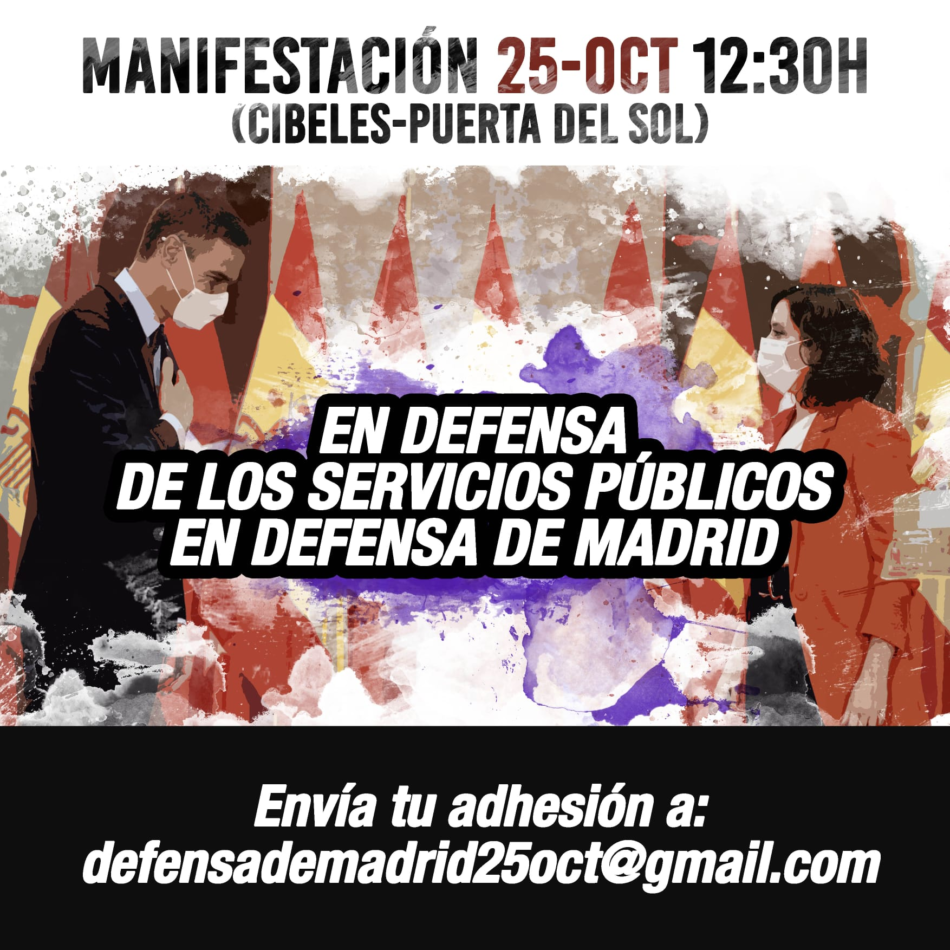 25 de octubre: Manifestación «en defensa de los servicios públicos, en defensa de Madrid»