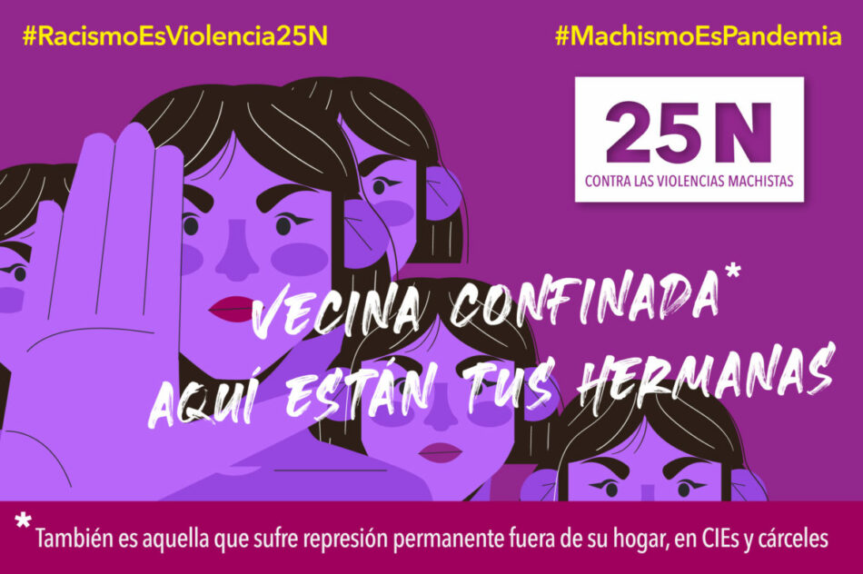 Las Asambleas 8M de barrios y pueblos de Madrid salen a la calle el 25N bajo el lema “Vecina confinada, aquí están tus hermanas”