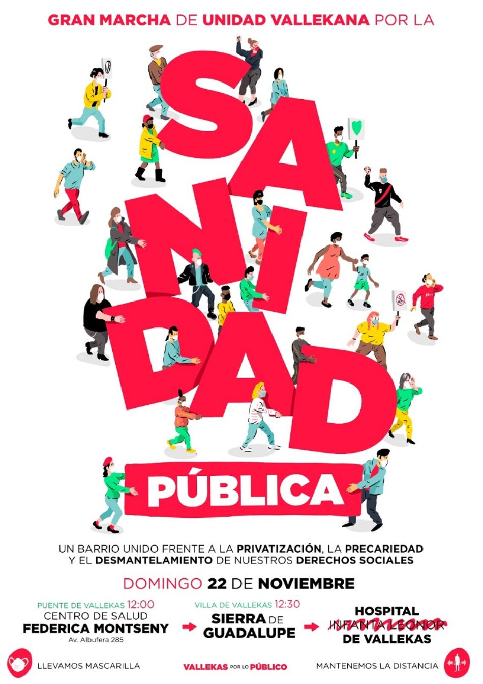 Este domingo, Vallecas defiende la sanidad pública con una gran marcha hasta su hospital