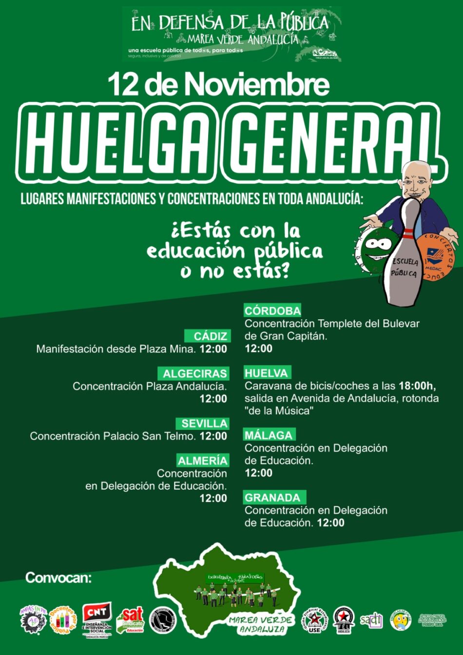 La comunidad educativa andaluza, llamada a la huelga general del sector el 12 de noviembre