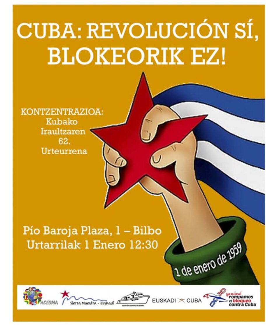 Bilbao, 1 de Enero, barco y concentración: “No al Bloqueo y la Injerencia, Sí a la Revolución Cubana”