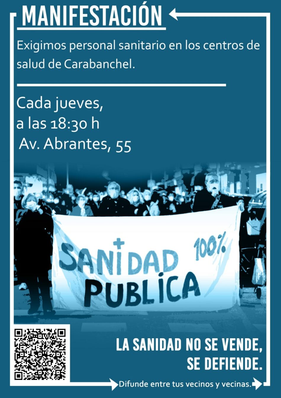 Manifestación contra el cierre del centro de salud Abrantes en Carabanchel