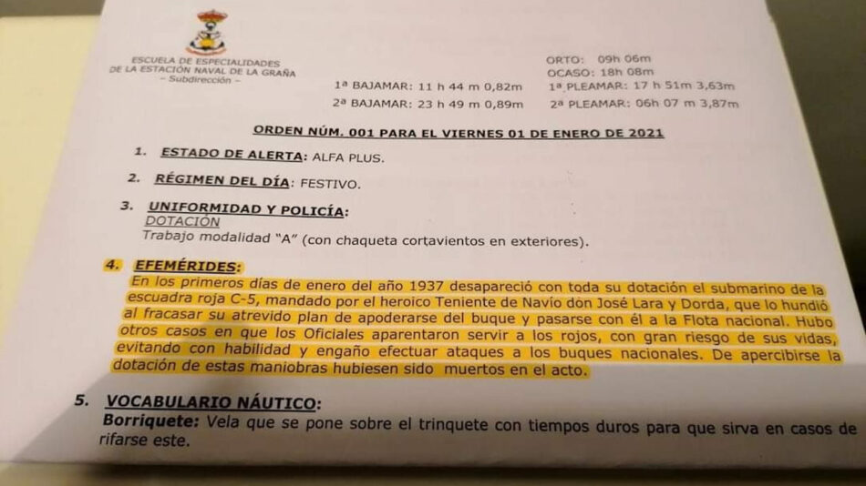 BNG reclama a Defensa que investigue celebración da Armada en Ferrol do afundimento en 1937 dun submarino da ‘escuadra roja’