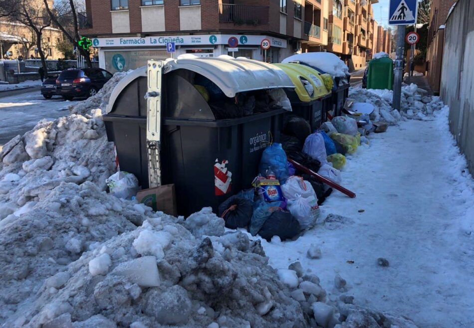 Unidas por las Rozas exige sanciones a Urbaser por las deficiencias en la recogida de basuras y limpieza de calles durante la nevada