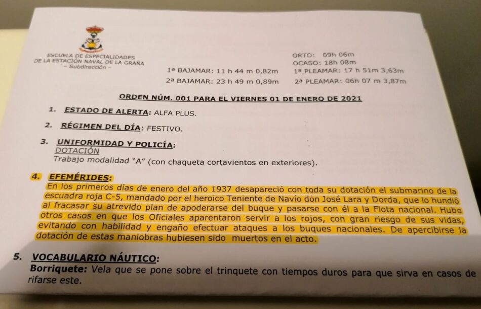 Alta traición y deserción, la «heroica gesta» militar conmemorada por la Escuela Naval de La Graña