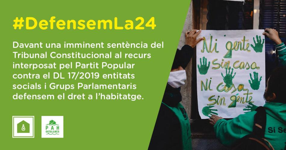 «¡Defendemos la Ley 24/2015! Exigimos al PSOE que la blinde urgentemente con un acuerdo bilateral Estado-Generalitat, antes de que el Tribunal Constitucional emita sentencia»