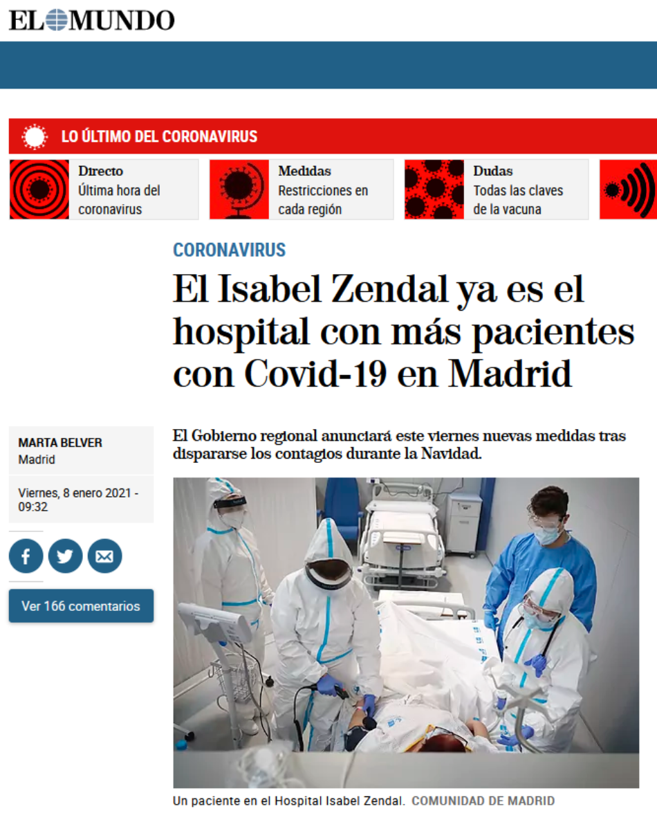 La Asociación Madrileña de Enfermería desmiente a la Comunidad de Madrid: el Zendal no es el hospital madrileño con más pacientes Covid