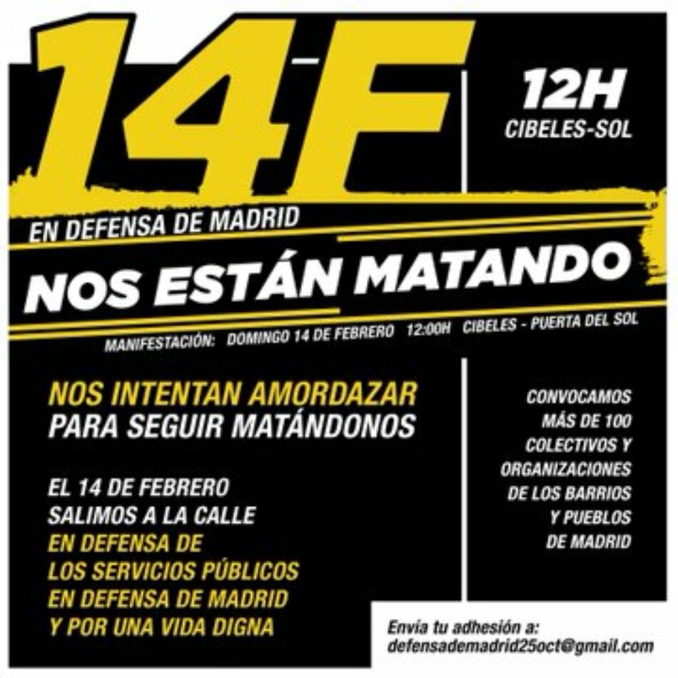 La asamblea de barrios, pueblos y colectivos de Madrid ante la nueva prohibición de la manifestación del 14F