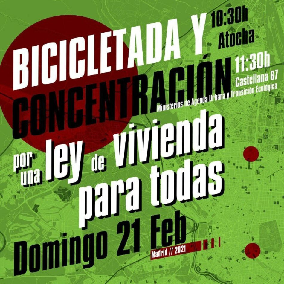 Bicicletada por el derecho a vivienda este domingo en Madrid