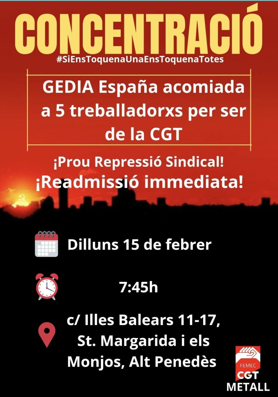 Concentración contra los despidos en GEDIA España S.L.