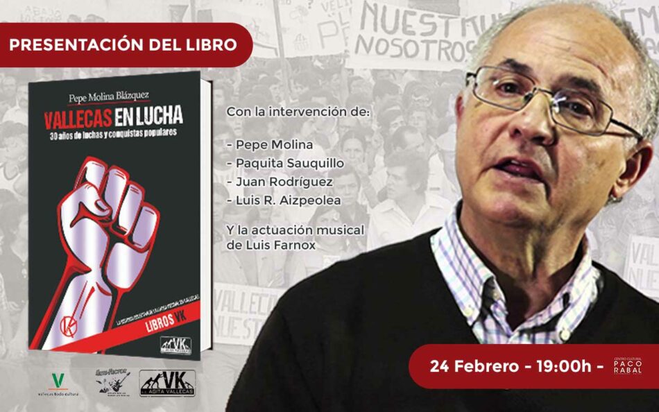 30 años de conquistas vecinales en Vallecas: presentación del libro del histórico dirigente vecinal Pepe Molina