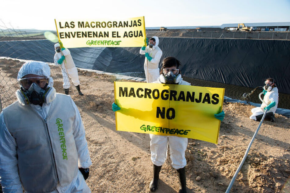 En el Día del Agua, Greenpeace devuelve una tonelada de agua contaminada a la macrogranja de Caparroso para exigir legislación más ambiciosa