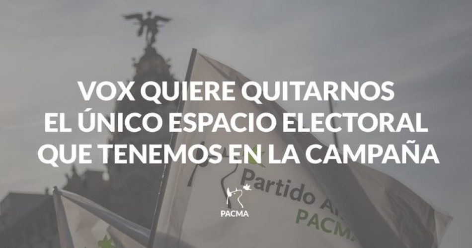 PACMA presenta alegaciones al recurso de VOX contra la adjudicación del único espacio electoral que tendrá el Partido Animalista