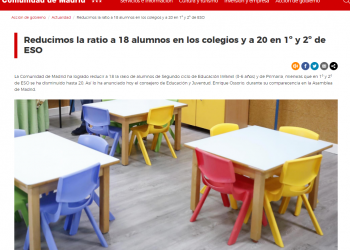 STEM denuncia aumento de ratios en la educación madrileña: “no hemos sido engañados”