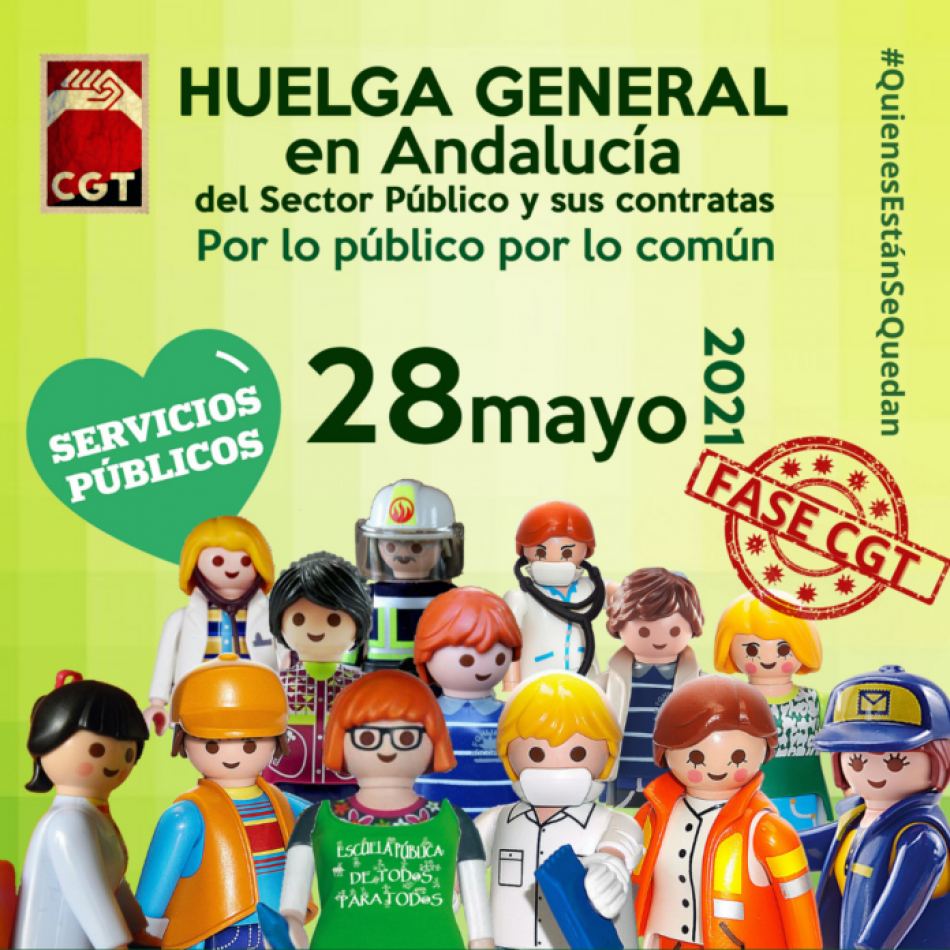 CGT convoca al Sector público andaluz a una Huelga por la estabilidad laboral, el aumento del empleo público y la recuperación de los servicios privatizados