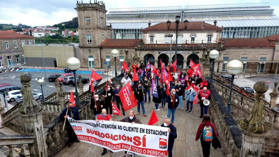 CCOO Galicia esixe a continuidade de todo o persoal dos servizos auxiliares e de atención ao cliente de Renfe