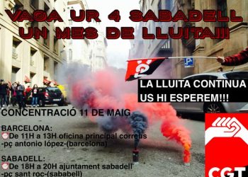 Concentraciones el 11 de mayo en Barcelona y Sabadell: 35 días de huelga indefinida en correos en la unidad de reparto nº 4 de Sabadell