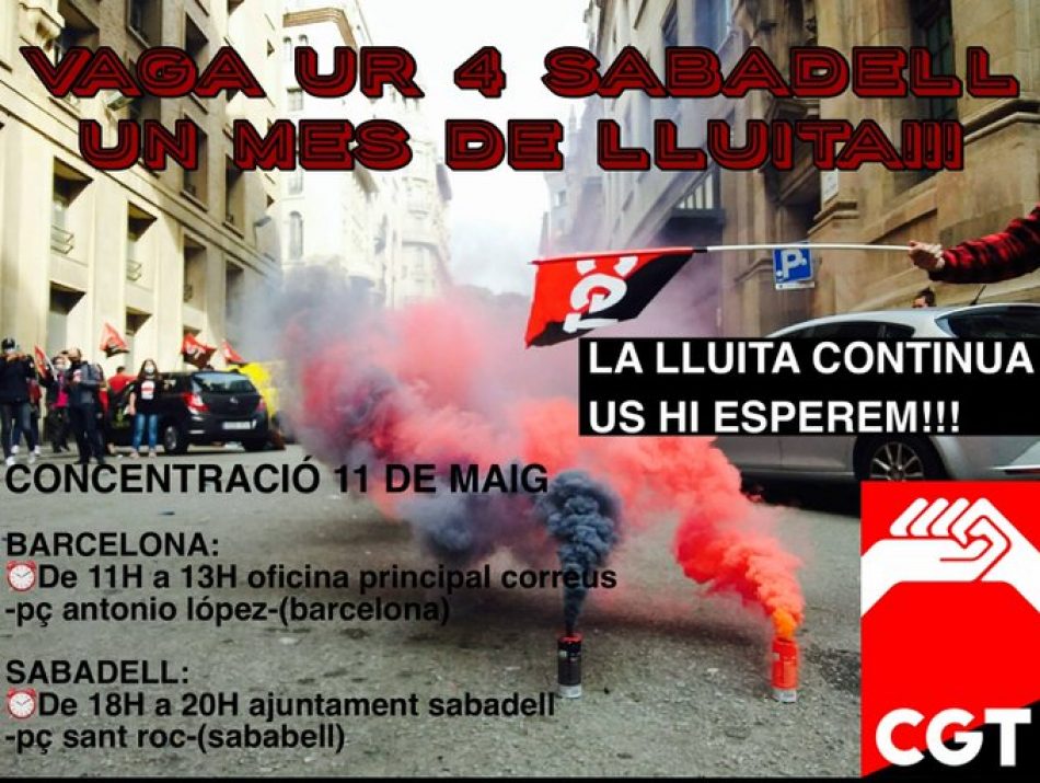 Concentraciones el 11 de mayo en Barcelona y Sabadell: 35 días de huelga indefinida en correos en la unidad de reparto nº 4 de Sabadell