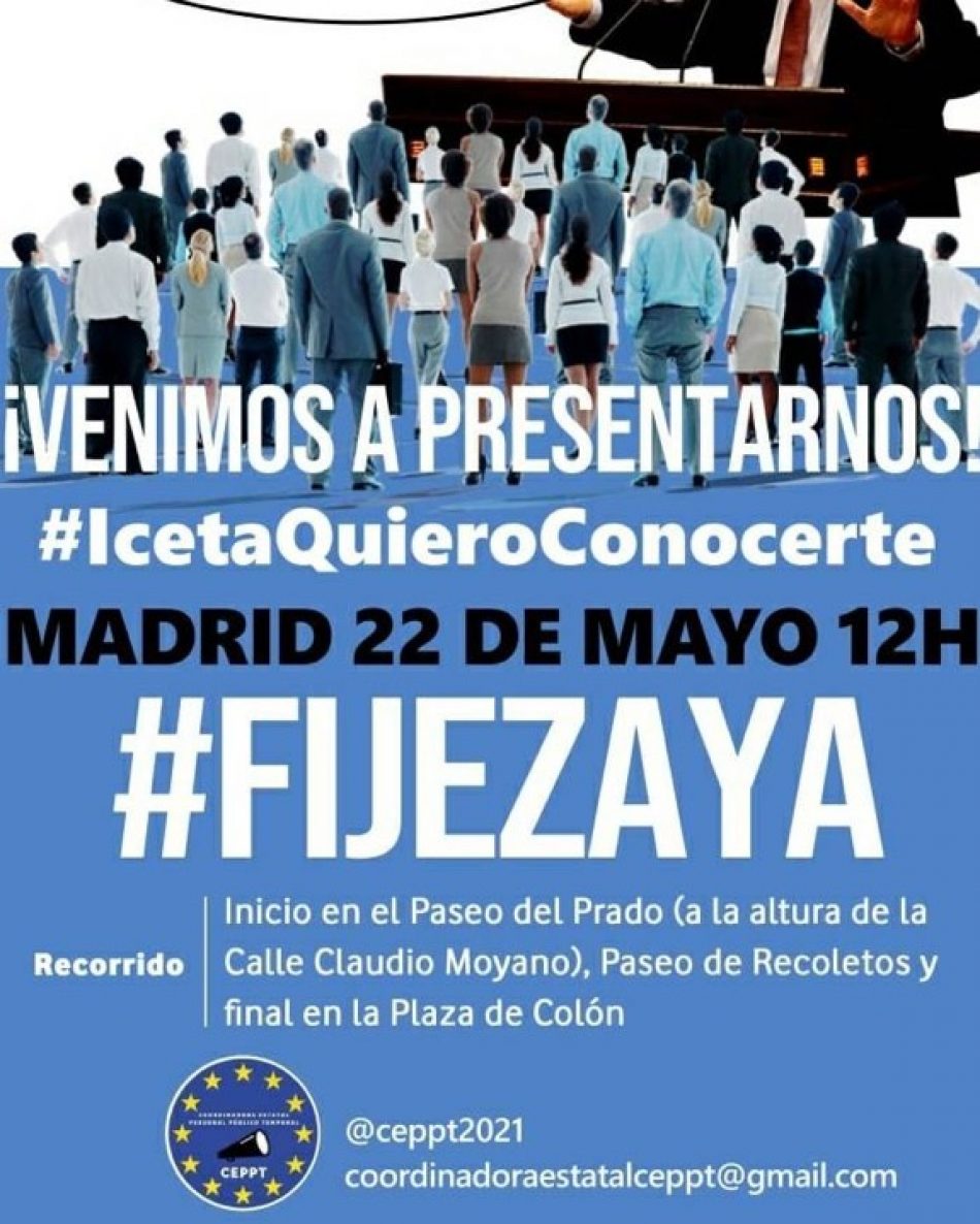 Manifestación estatal de personal público en abuso de temporalidad, el 22 de Mayo en Madrid
