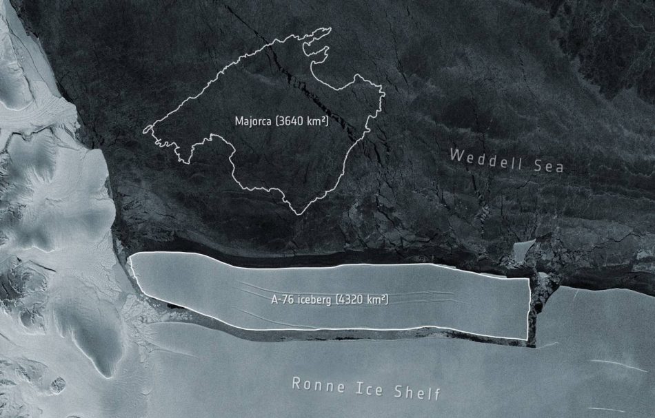 El iceberg más grande del mundo, mayor que la isla de Mallorca, se desprende de la Antártida