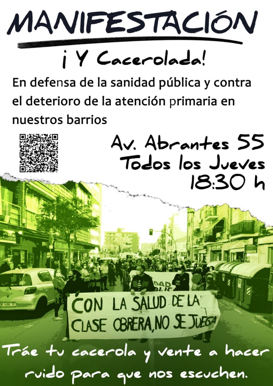 Cacerolada y manifestación por la sanidad pública en Carabanchel