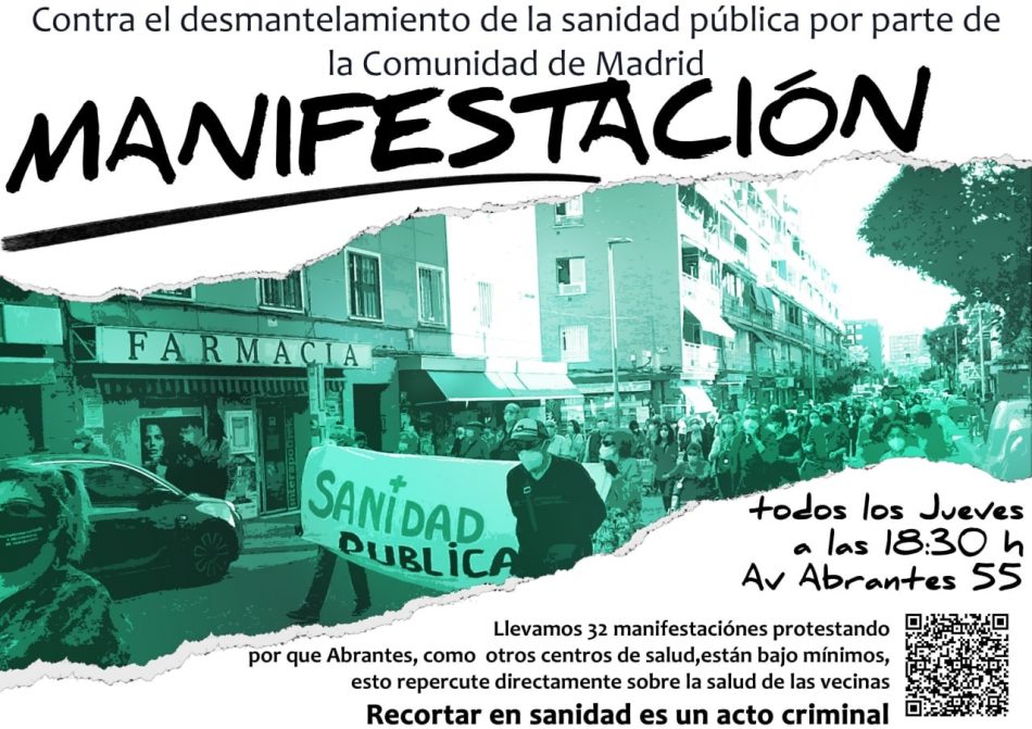 Un nuevo jueves, vecinos de Carabanchel se manifestarán con batucada en defensa del centro de salud de Abrantes