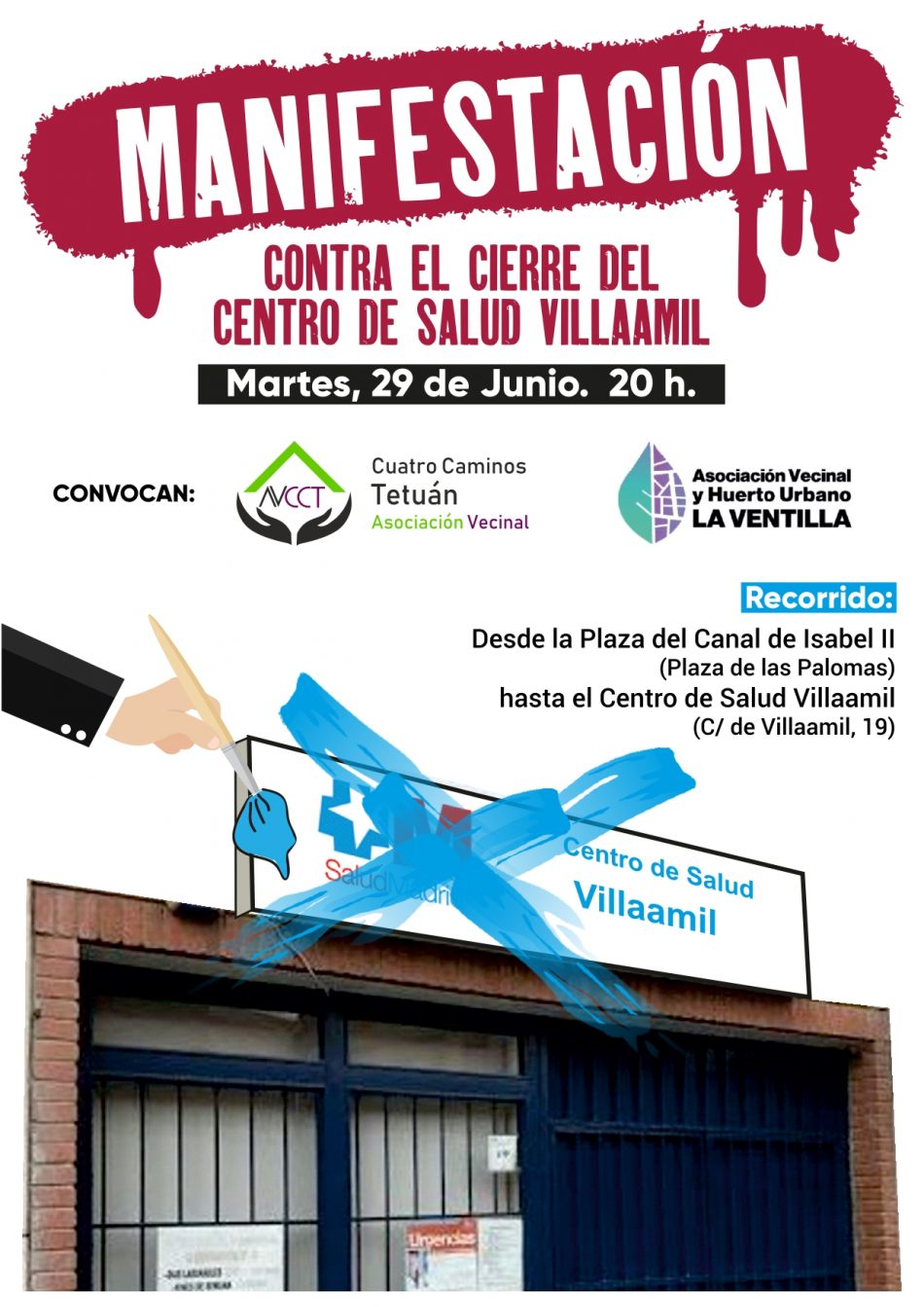 El movimiento vecinal de Tetuán convoca una manifestación contra el cierre del Centro de Salud de Villaamil