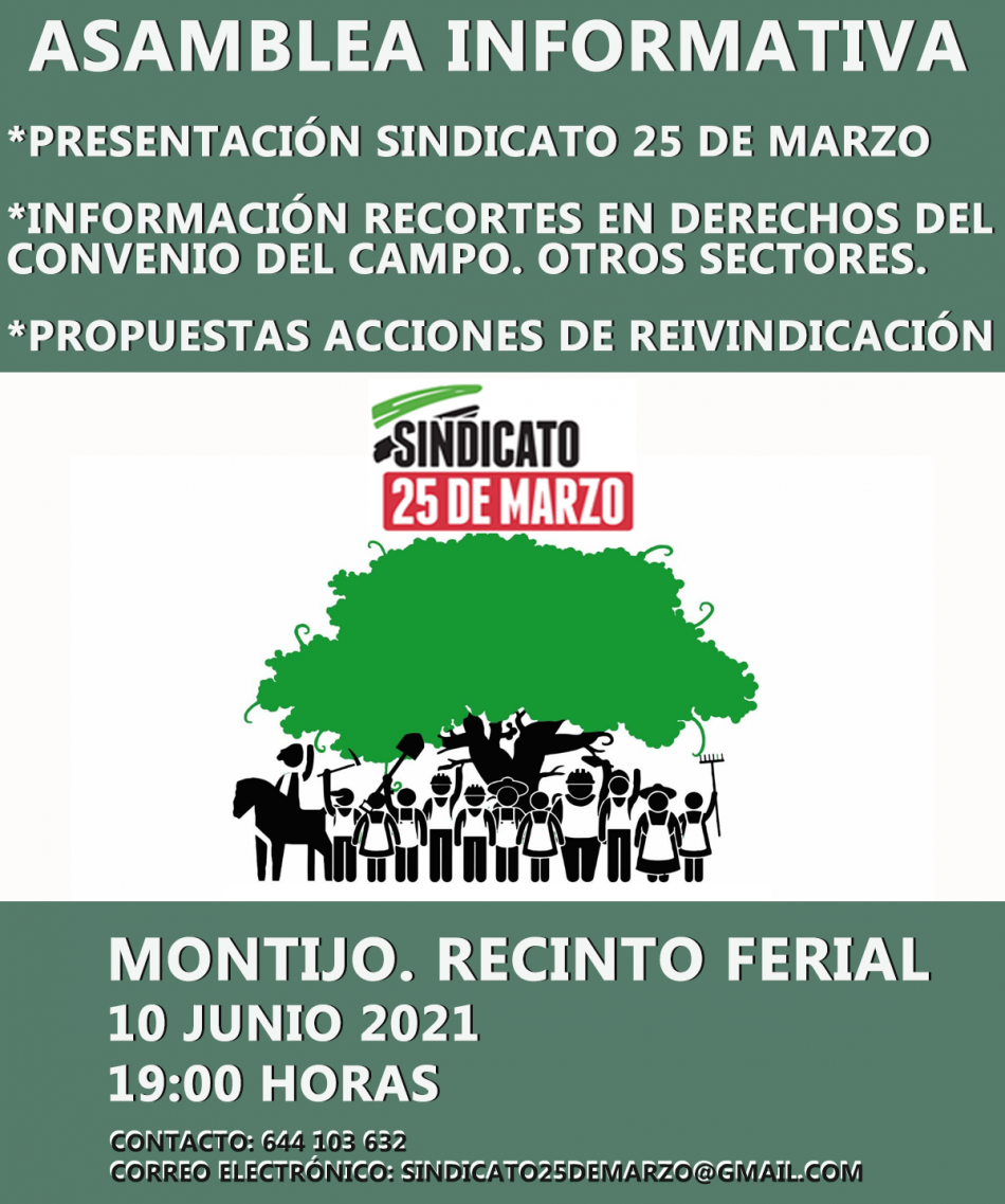 Sindicato 25 de Marzo convoca Asambleas Informativas el 10 y 11 de junio: «El campo no puede esperar más»