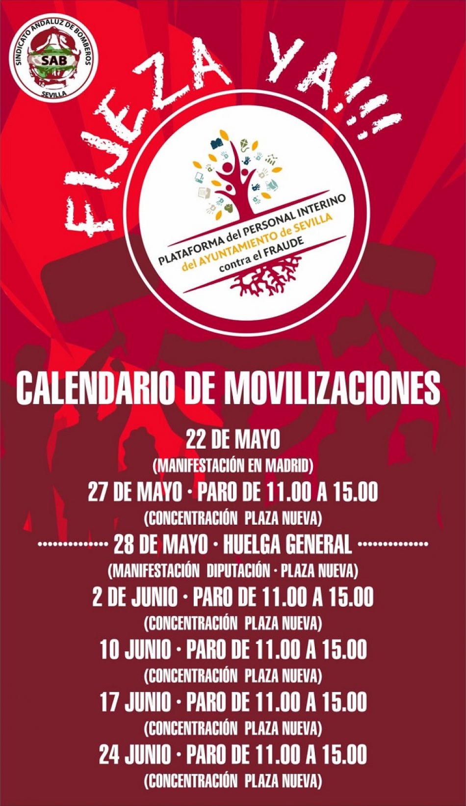 Calendario de movilizaciones del personal interino de Sevilla contra el fraude de ley por abuso de la temporalidad