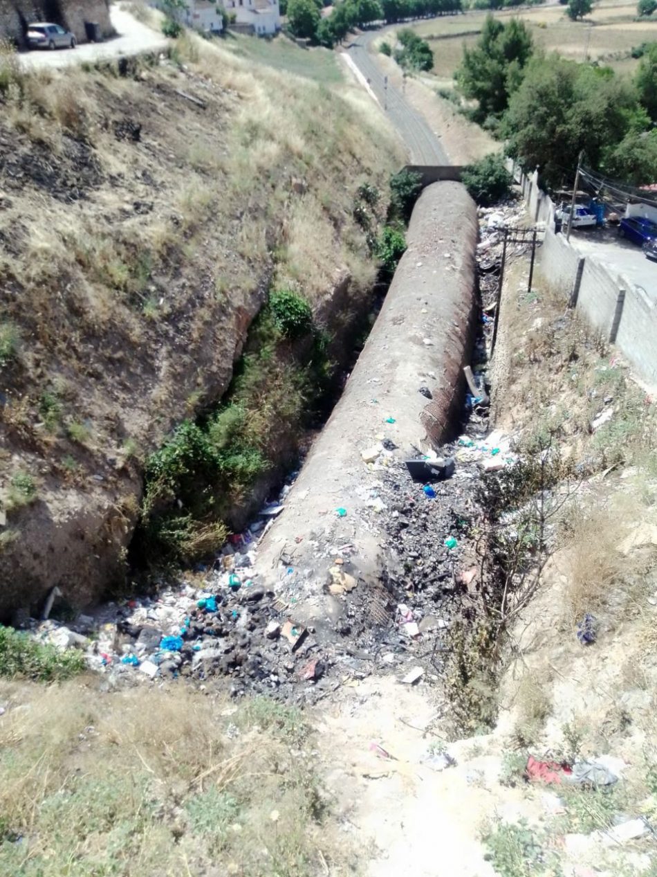 Podemos Iznalloz acusa a Adif de haber convertido el trazado del tren en un vertedero