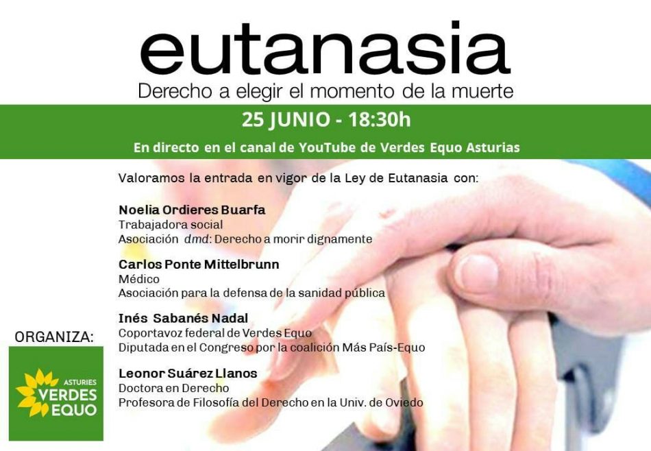 Verdes Equo organiza un debate sobre la Ley de Eutanasia