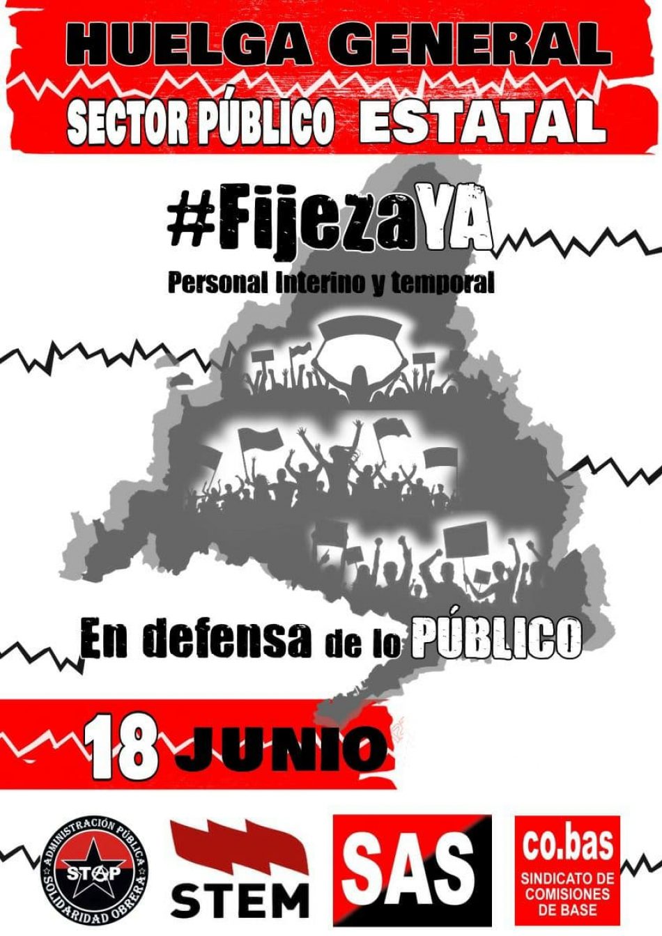 La Coordinadora Madrileña de Emplead@s Públic@s en Fraude de Ley apoya la huelga general del sector público del 18 de junio por la #FijezaYa