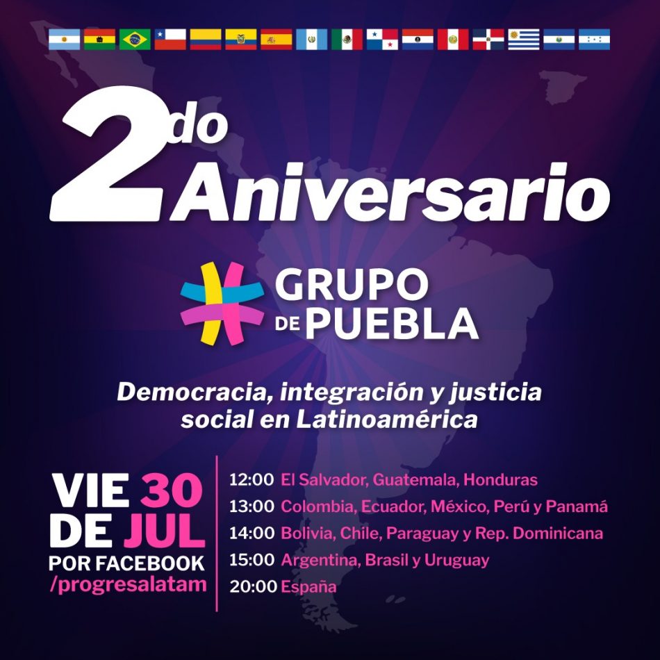 Grupo de Puebla conmemora dos años con una amplia participación de presidentes, expresidentes y líderes de América Latina, el Caribe y España