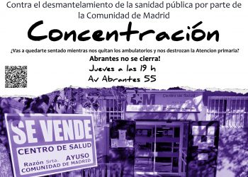 Concentración contra el cierre del centro de salud de Abrantes y en defensa de la Atención Primaria en Carabanchel