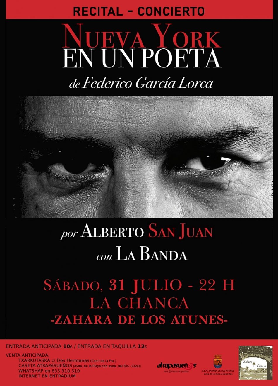 Alberto San Juan, en Zahara de los Atunes el próximo 31 de julio con “Nueva York en un poeta”