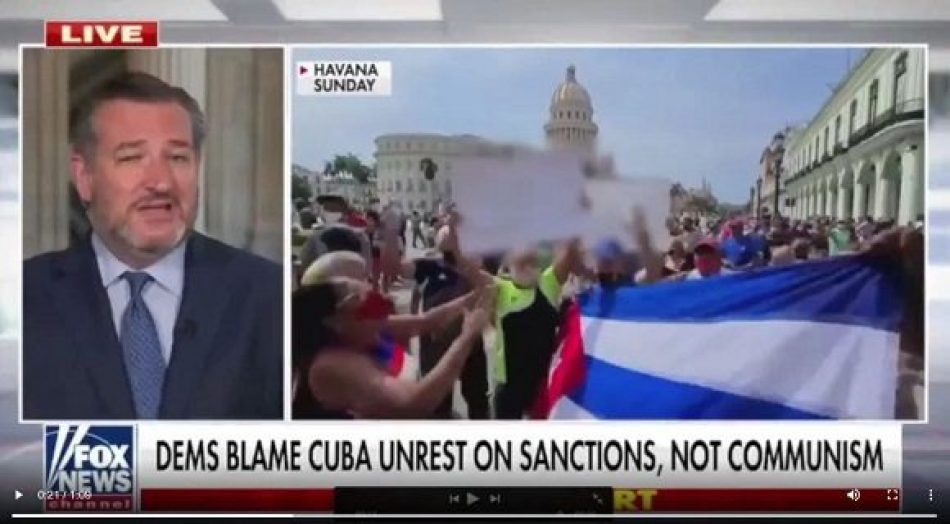 Otra fake news sobre Cuba: Fox News borra carteles de apoyo a la Revolución durante entrevista con Ted Cruz
